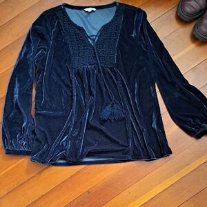 Womens Velvet Navy Blue Blouse